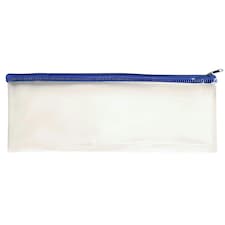 Pack of 12 Janrax 13x5" Blue Zip Clear Exam Pencil Case
