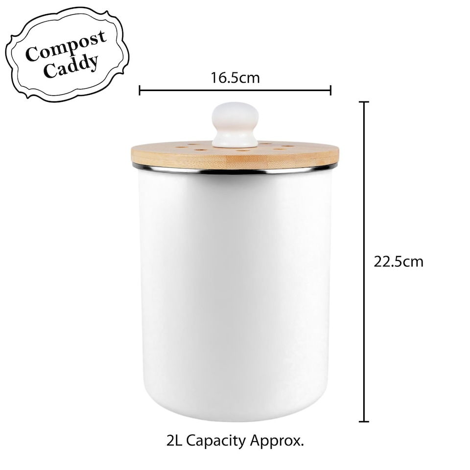image 1 of Allotment Rabbits Compost Caddy - Metal 2L Decorative Kitchen Food Waste Bin