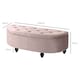 image 3 of HOMCOM Semi-Circle Ottoman Storage Bench, Bed End Bench, Tufted Upholstered Window Seat Footrest Stool with Rubberwood Legs for Bedroom & Entryway, 120 x 46 x 42 cm, Pink