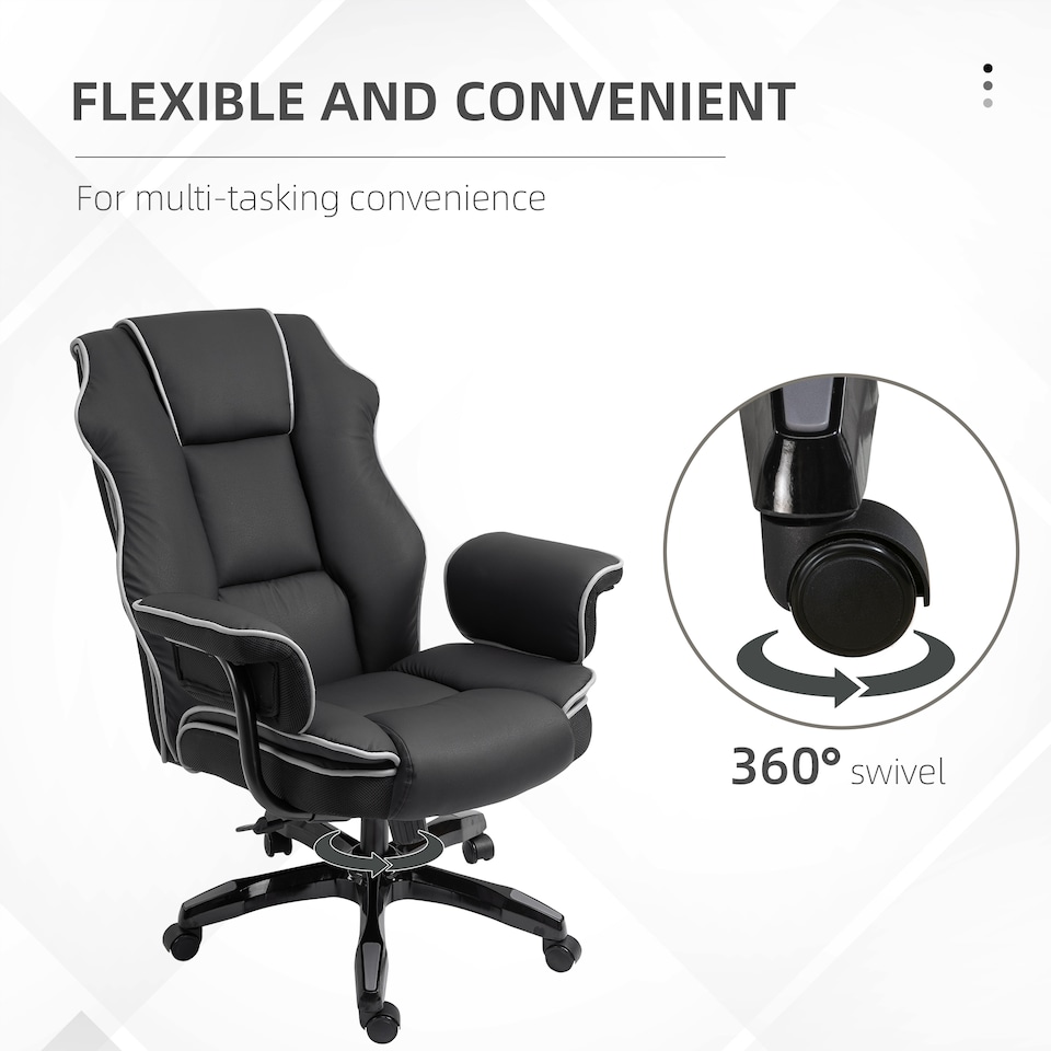 image 1 of Vinsetto Executive Office Chair, PU Leather High Back Desk Chair with Height Adjustable, Reclining Swivel Computer Chair for Home, Black
