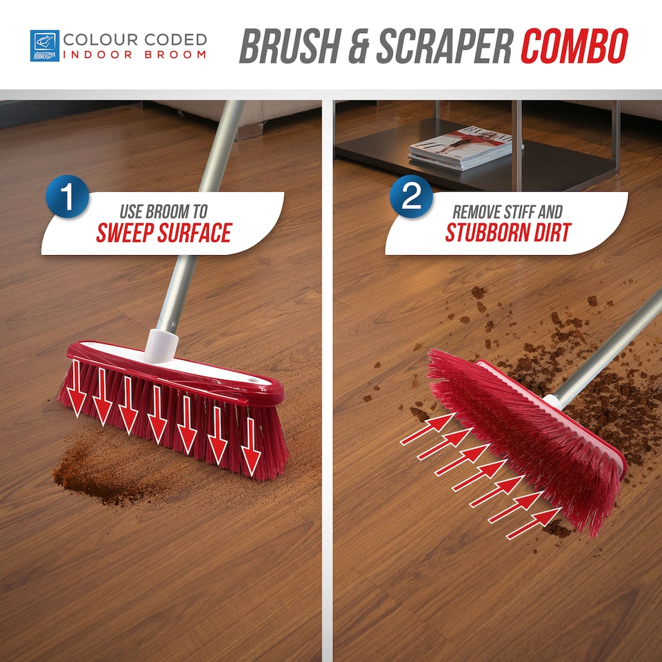 image 1 of Colour-Coded Soft Indoor Sweeping Brush Head Only with Built-In Scraper