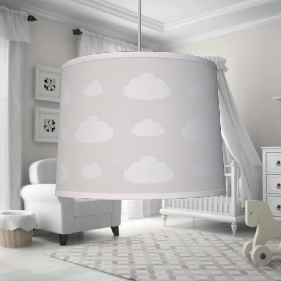 image 1 of Clouds - Light Grey Easy Fit Fabric Pendant Shade | Grey | Large | 1