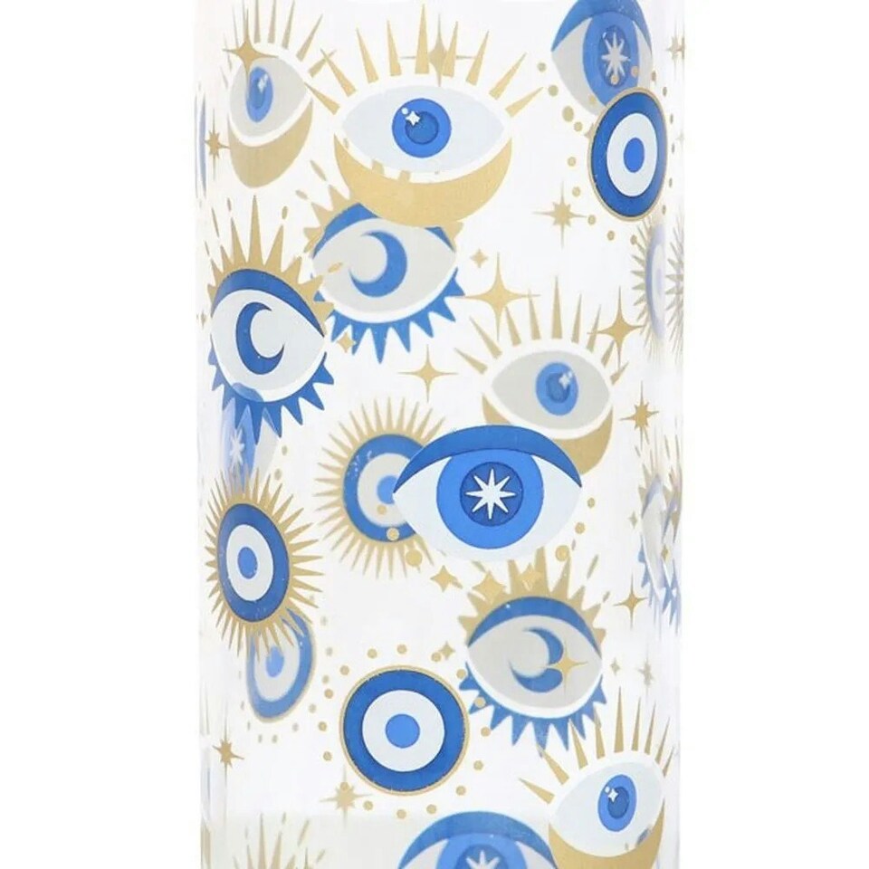 image 1 of Something Different All Seeing Eye Glass Reusable Water Bottle - Clear/Blue/Beige - One Size