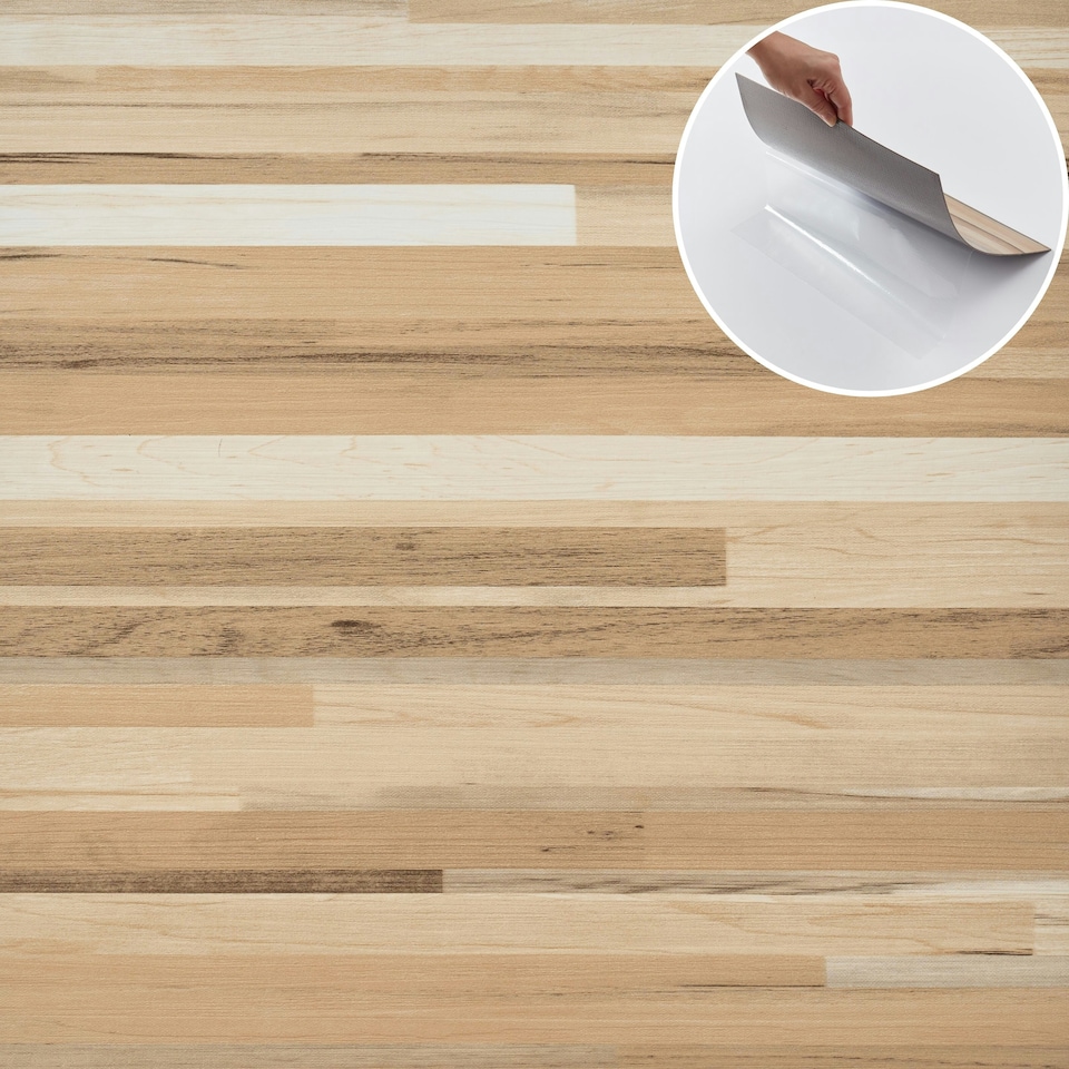 image 1 of NOVECRAFTO Vinyl Floor Tiles Self Adhesive – 12x12in Peel and Stick Flooring for Kitchen, Bathroom & Living Room – Beige Brown Wooden Stripes Design Brown | 2.79 sqm