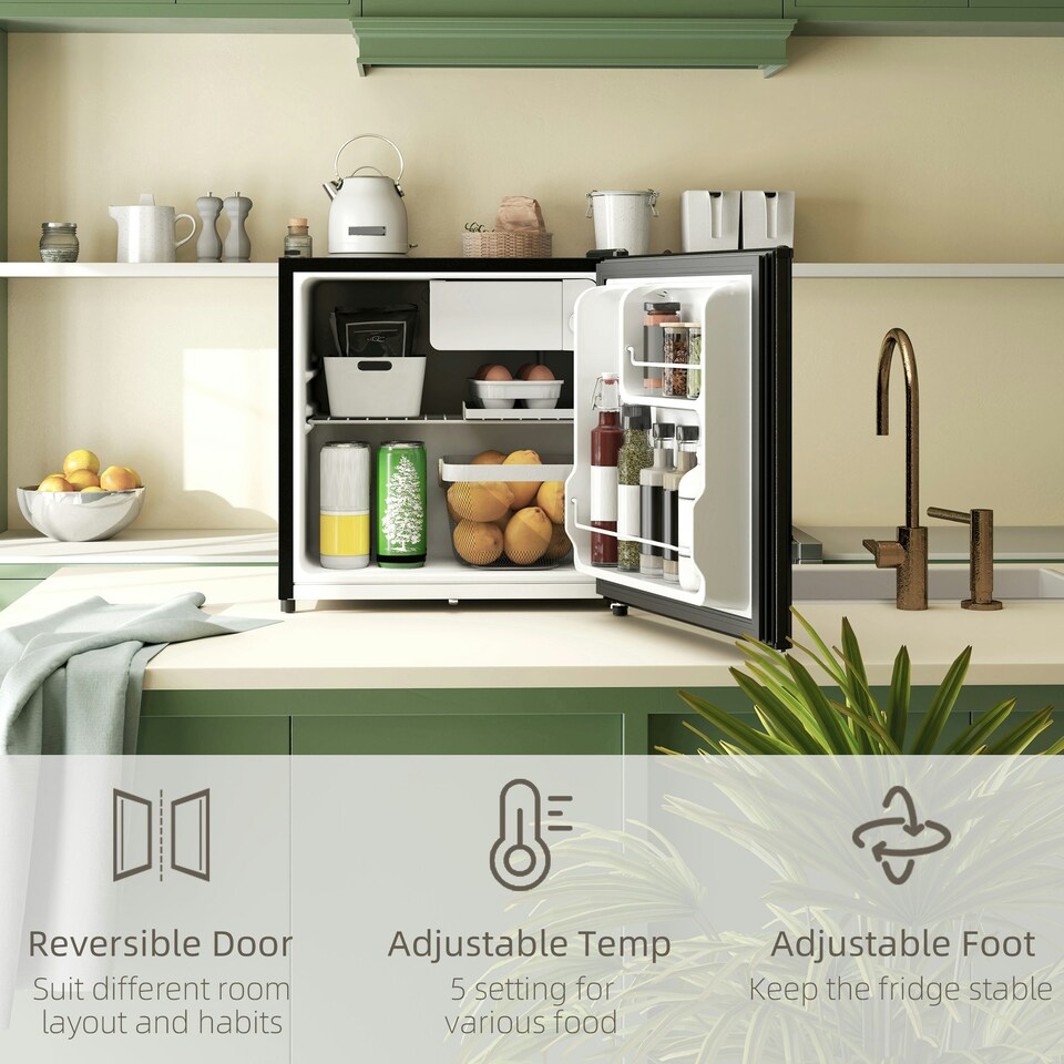 image 1 of HOMCOM 46L Counter Top Fridge Mini Fridge with Lock Chiller Box Black