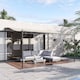 image 2 of Outsunny 4 x 3 Meters Canopy Metal Wall Gazebo Awning Garden Marquee Shelter Door Porch  Cream