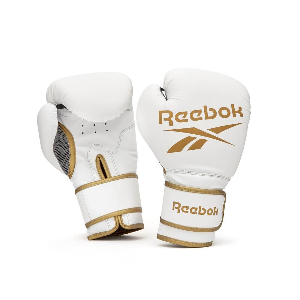 image 1 of Reebok Boxing Gloves — Gold/White, 16 oz (Synthetic Leather) | White | Gold/White | 16oz