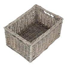 Small Grey Wash Unlined Willow Storage Baskets | Brown | Brown | S | 1