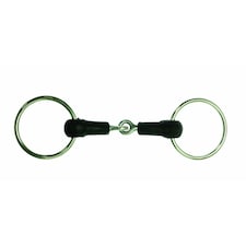Korsteel Hard Rubber Jointed Loose Ring Snaffle Bit - Black - 5in