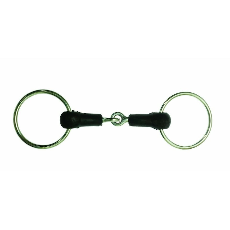 Korsteel Hard Rubber Jointed Loose Ring Snaffle Bit - Black - 5in