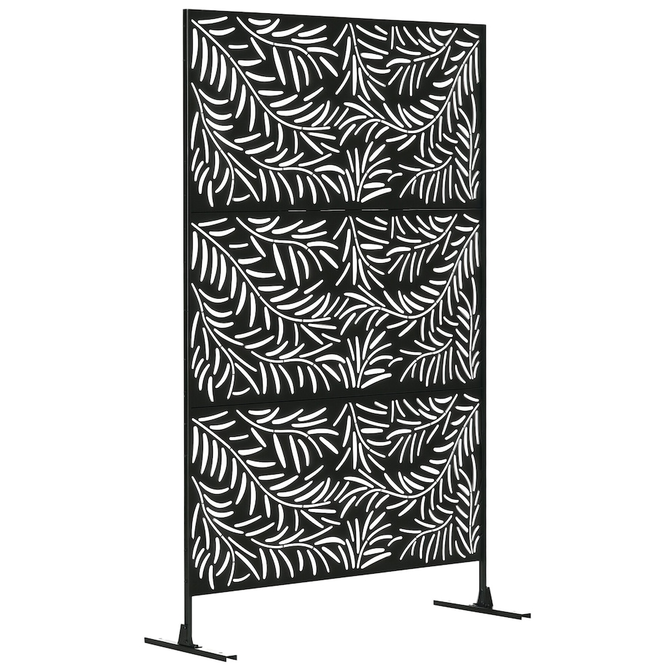 image 1 of Outsunny 6.5FT Metal Outdoor Privacy Screen Panel w Stand and Screws