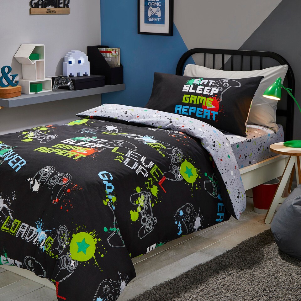 image 1 of Bedlam Game Fitted Bed Sheet Black