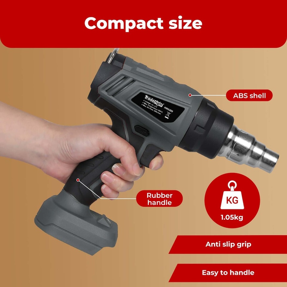 image 1 of Traderight 21V Cordless Heat Gun Handheld Hot Air Tool with 5 Nozzles