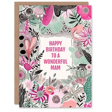 Elegant Modern Boho Wildflowers Pink Flowers Mam Her Birthday Card