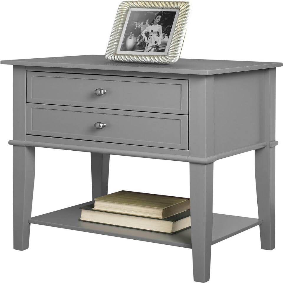 image 1 of Franklin End Table with 2 Drawers Grey Grey | Grey