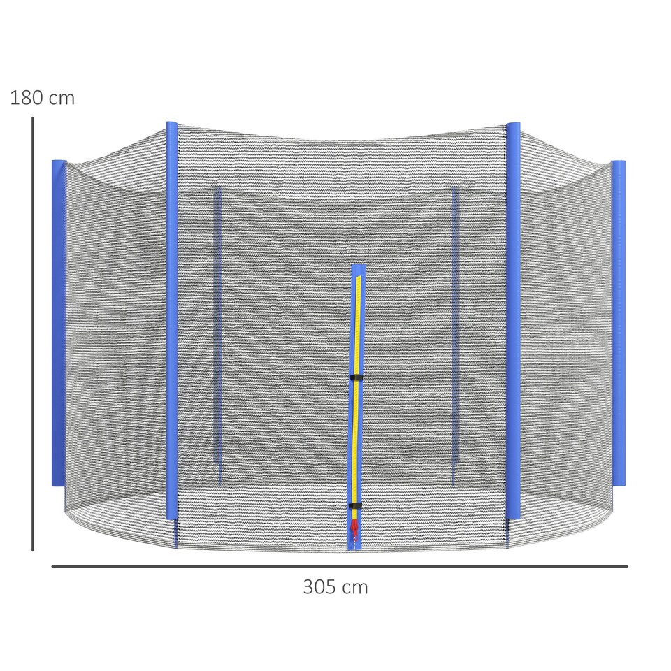 image 1 of SPORTNOW 10ft Trampoline Net Replacement with 6 Plastic Pole Covers, Weather-Resistant Trampoline Netting Replacement with Zipped Entrance, Poles Not Included, Blue