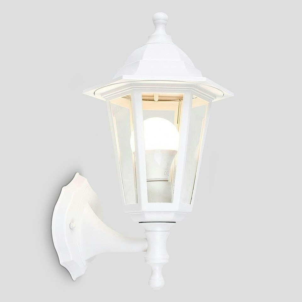 image 1 of ValueLights Mayfair Wall lantern Matte White Lantern and LED Bulb