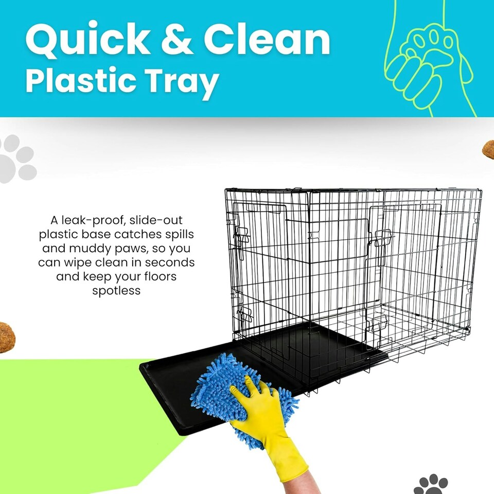 image 1 of Straame 36" Folding Metal Dog Crate Black