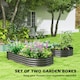 image 4 of Outsunny Set of 2 Raised Beds for Garden with Metal Plant Stakes, Dark Grey | Grey | Dark Grey