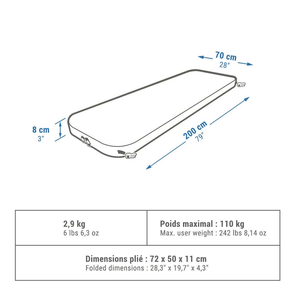 image 1 of Decathlon Self-inflating, 1-person camping mattress - Ultim Comfort, 200 x 70 cm - Grey