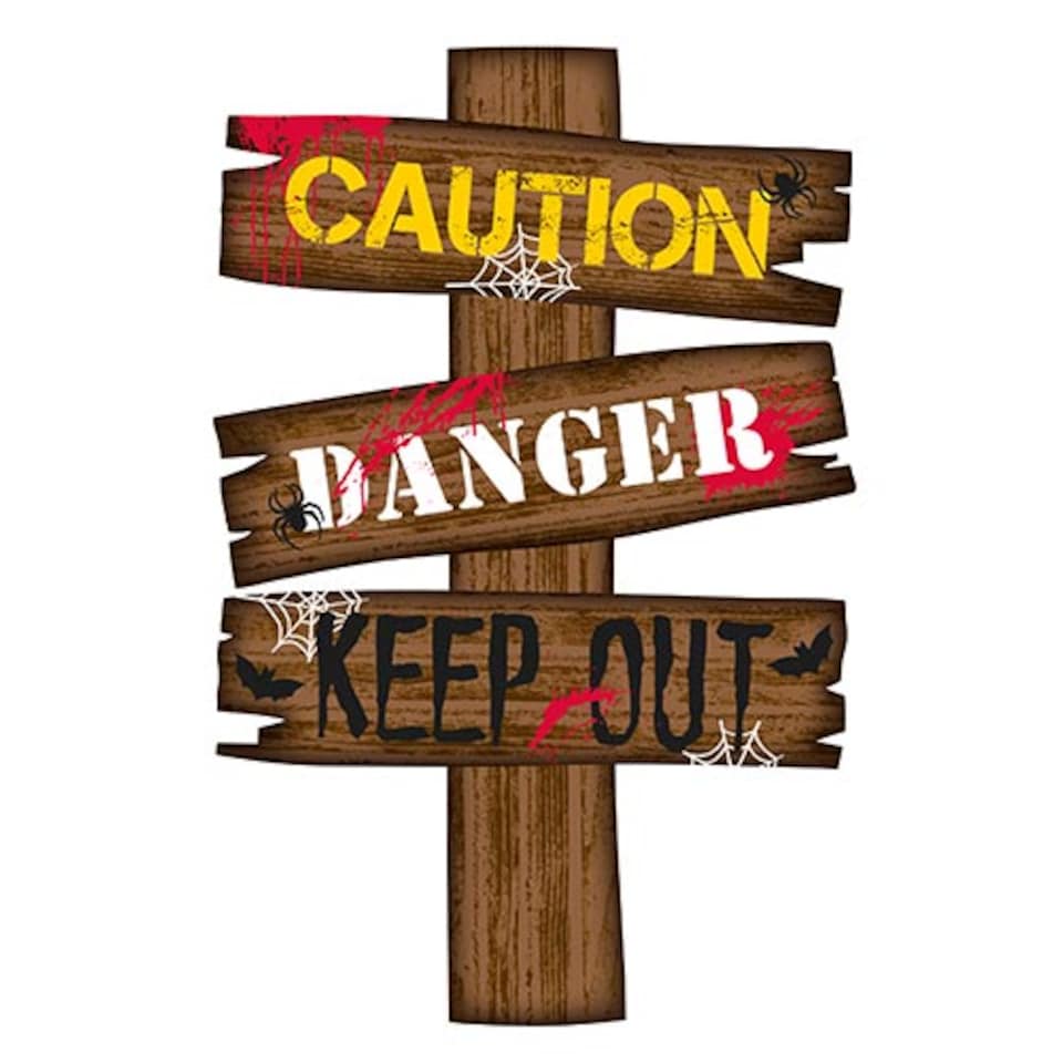 image 1 of Caution Halloween Cardboard Decoration Sign 70cm