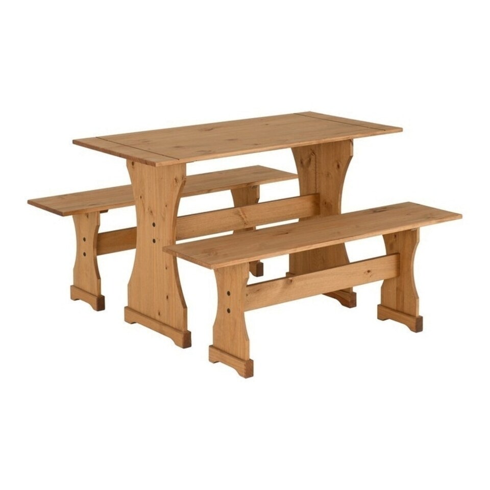 image 1 of Corona Dinette Set - Distressed Waxed Pine Brown