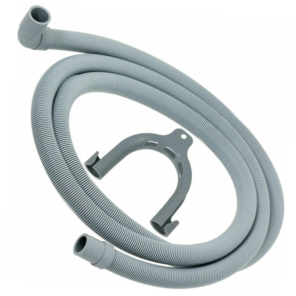 image 1 of SPARES2GO Universal Drain Hose with Right Angle End for Dishwashers (2.5m, 19mm / 21mm)