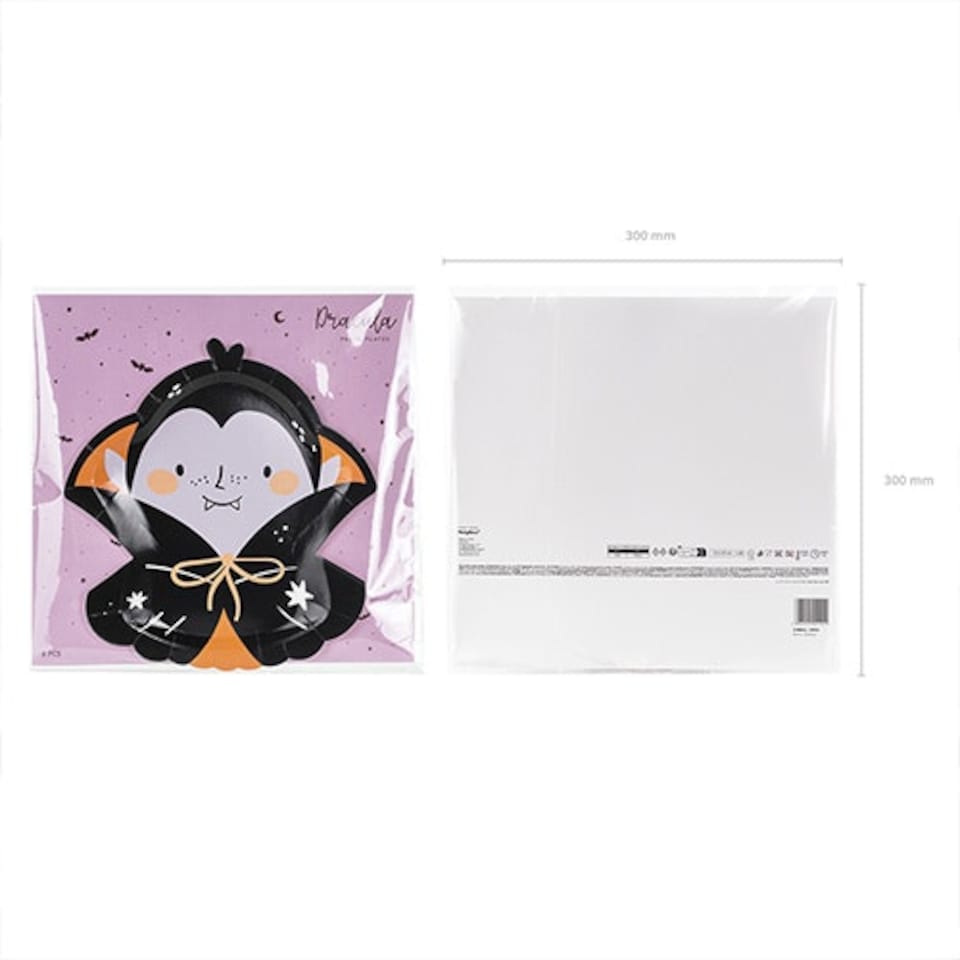 image 1 of Dracula Vampire Shaped Halloween Paper Plates 25cm - Pack of 6
