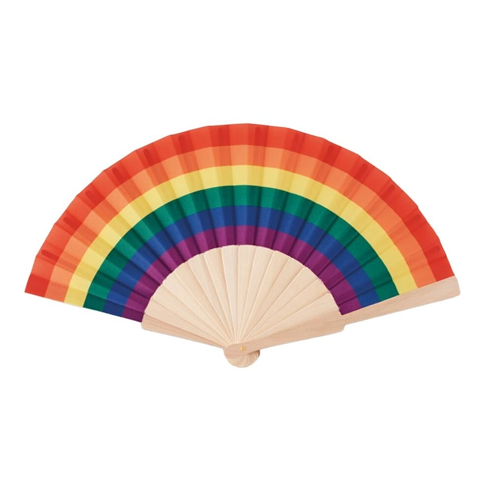 image 1 of MidOcean Bowfan Rainbow Wooden Handheld Fan - Multicoloured - One Size