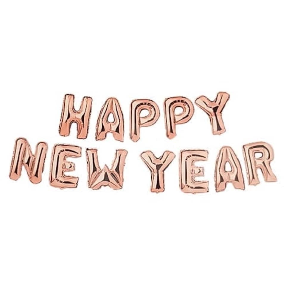 Rose Gold HAPPY NEW YEAR Air Fill Foil Letter Balloon Kit 34cm