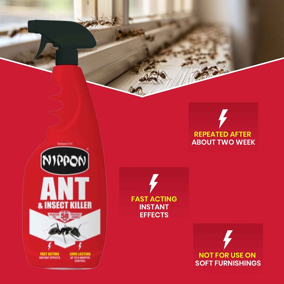 image 1 of Nippon Ant & Crawling Insect Spray 750ml Indoor Outdoor Surface Treatment Fast Acting Ready to Use Pest Control Solution
