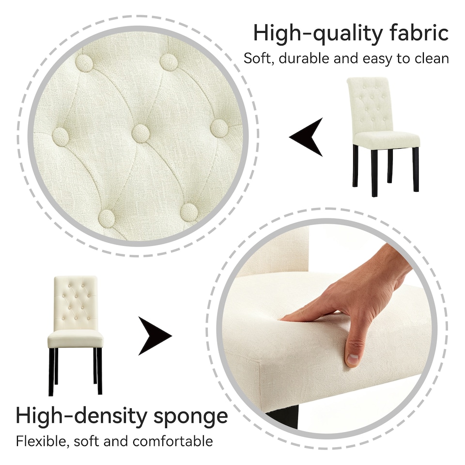 image 1 of MCC Direct Set of 2 Fabric Linen Button Back Kitchen Dining Chairs