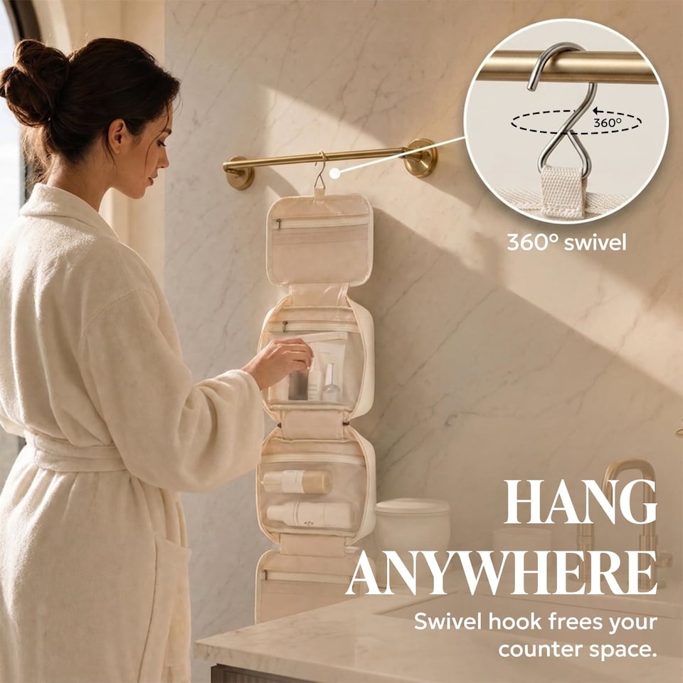 image 1 of Lugg Hanging Toiletry Bag Waterproof Travel Organiser with 360 Swivel Hook