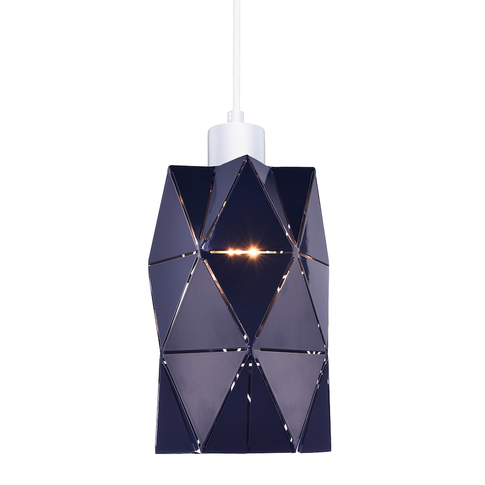 image 1 of Modern Midnight Blue Metal Pendant Shade with Diamond Shaped Cut Outs | Blue