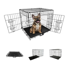 Straame 36" Folding Metal Dog Crate Black