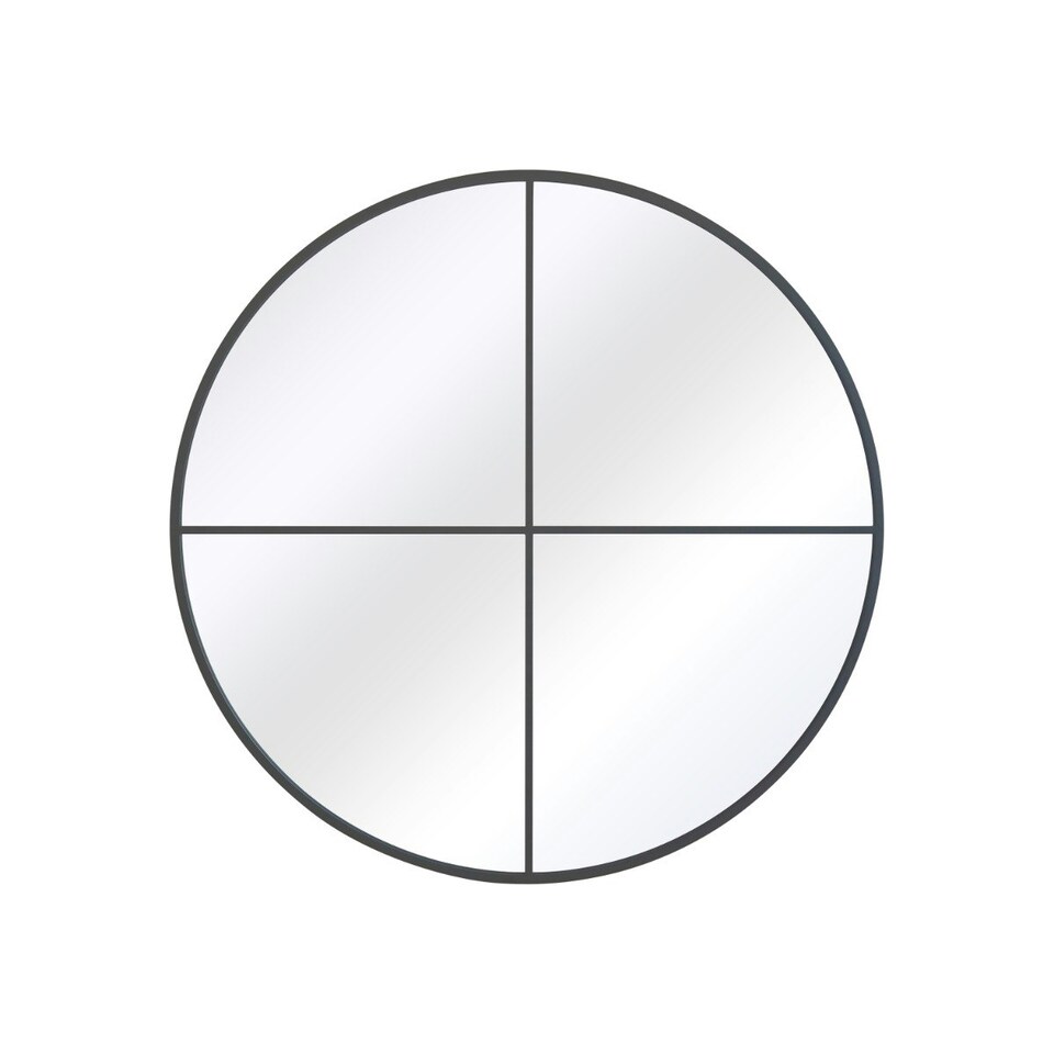 image 1 of The Fenestra - New Black XL Circular Window Metal Wall and Leaner Mirror 71" X 71" (180 x 180CM) Black