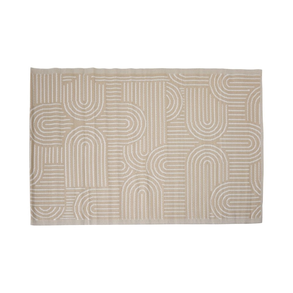 image 1 of Outdoor Plastic Rug Wool-Look Anti-Slip Durable Garden Patio Conservatory Carpet Mat - Beige Arch | Brown | Beige
