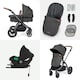 image 5 of Stomp Luxe 12pc Travel System with Cirrus i-Size Car Seat & ISOFIX Base, Carrycot, Reversible Seat, Rain Cover & More (Black/Charcoal Grey/Tan)
