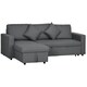 image 1 of HOMCOM Corner Sofa Bed w/ Storage, 3 Seater Pull Out, Dark Grey