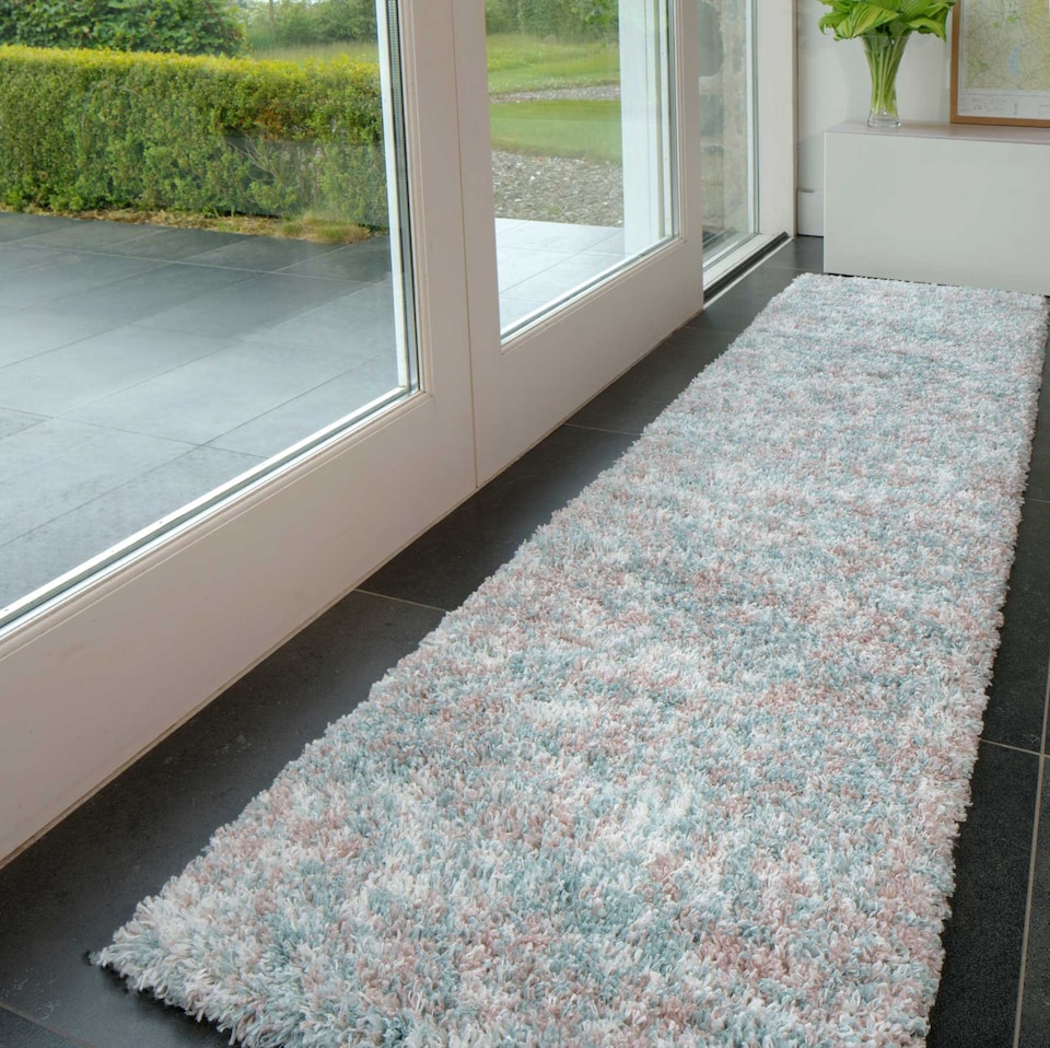 image 1 of KUKOON Soft Mottled Light Blue Shaggy Rug – Cozy Deep Pile Modern Area Carpet for Living Room & Bedroom 80cmx 150cm