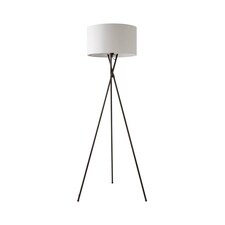 ValueLights Camden Black Tripod Floor Lamp Grey Shade and Bulb