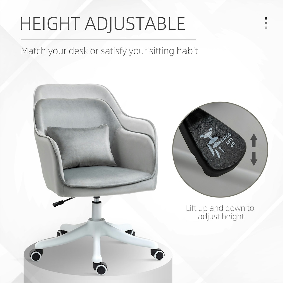 image 1 of Vinsetto Office Chair with Electric Vibration Massage Lumbar Pillow, Grey