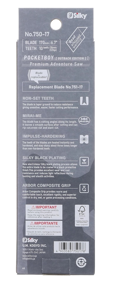 image 1 of Silky 750-17 Pocketboy Outback Edition Professional Pruning Saw 170mm