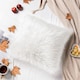 image 2 of Living and Home Square Fluffy Faux Fur Throw Pillow Cover, White, 45cm L x 45cm W