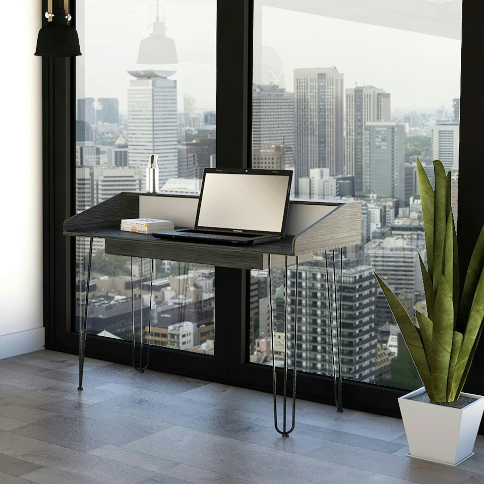 image 1 of Core Products Dallas Home Office Desk With Hairpin Legs, H90.0cm x W120.1cm x D55.2cm White