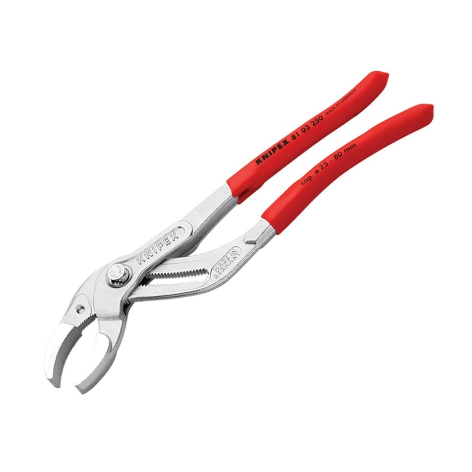 Knipex Plastic Pipe Gripping Pliers 80mm Capacity 250mm - Multi Colour - Chrome Finish