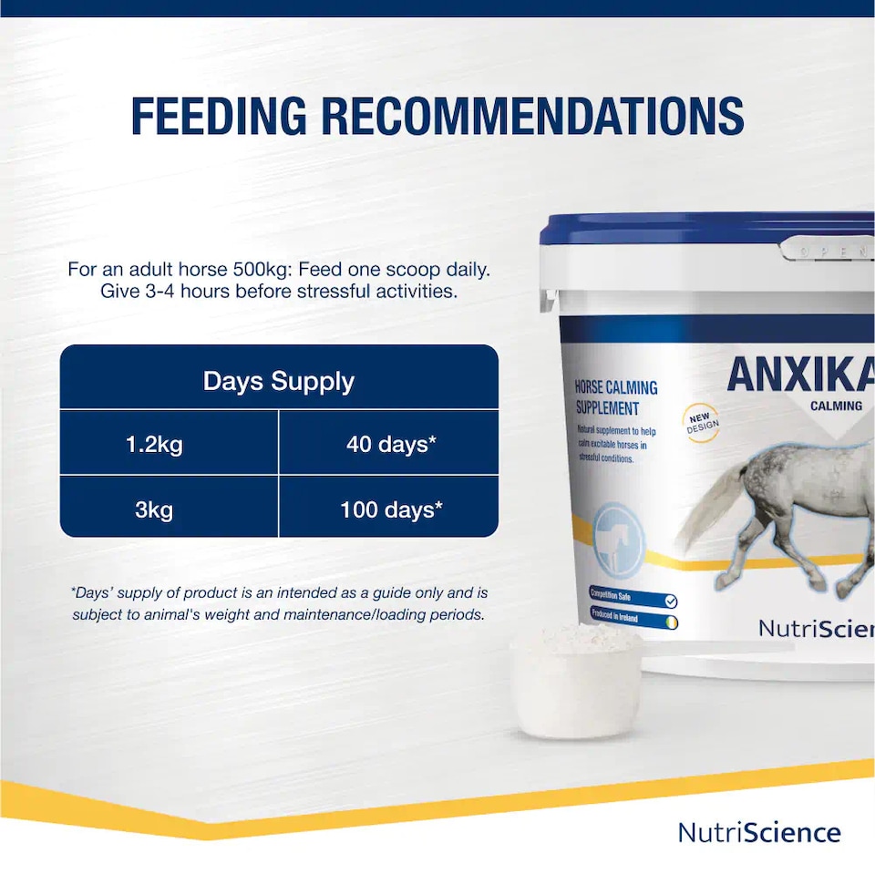 image 1 of NutriScience Horse Calming Supplement Powder Competition Safe Anxiety Stress Relief Equine 3kg