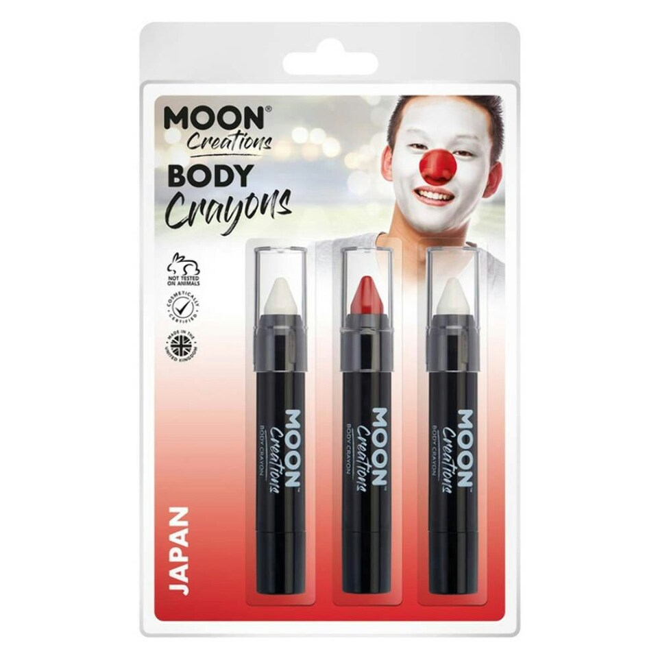 image 1 of Moon Creations Logo Body Crayons - White/Red - One Size