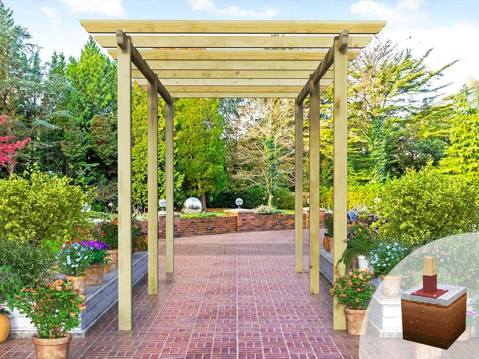 image 1 of eDecks Royal Walkway Garden Pergola w/ Steel Spikes 2.1m - 2.4x4.8m