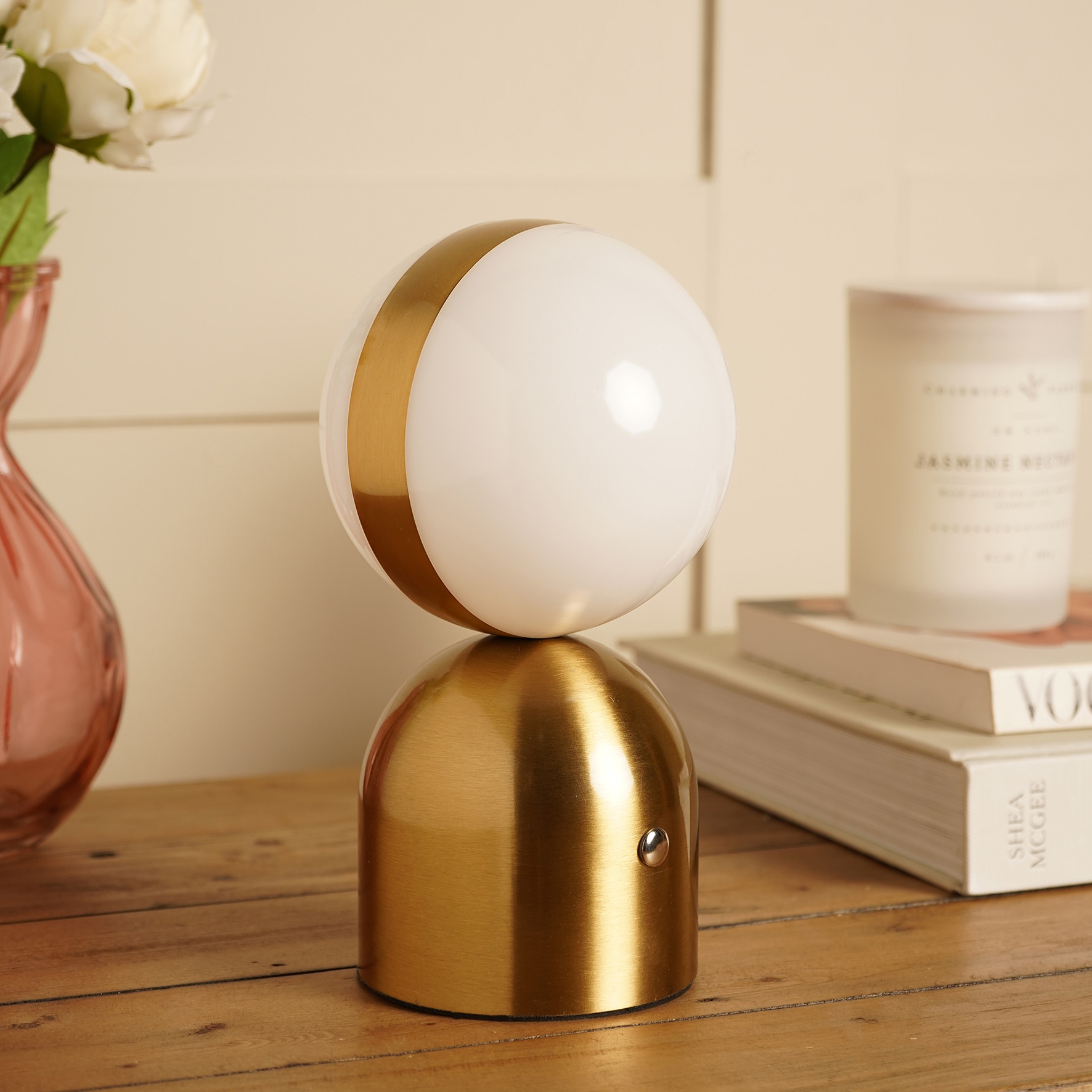 Hestia Bronze Glass Ball USB LED Touch Table Lamp